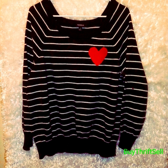 torrid Sweaters - Torrid sweater black with white stripes 1x